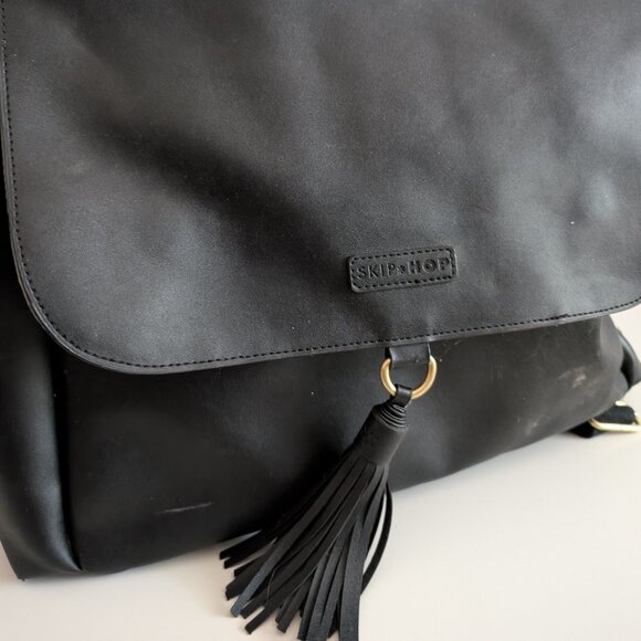 Skip Hop Handbags - Skip Hop Black Vegan Leather Diaper Bag